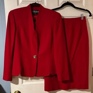 Vintage Herbert Grossman Red Jacket and Skirt Set 6 (vintage sizing!)